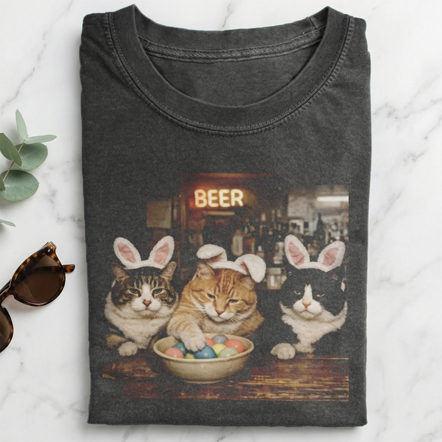 Funny Easter cat Graphic T-shirt