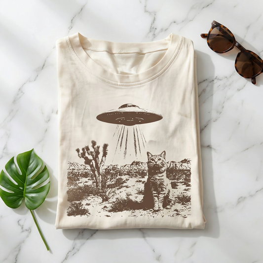Vintage UFO Cowboy Cat T-shirt