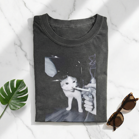 Funny Smoking Cat Meme T-shirt