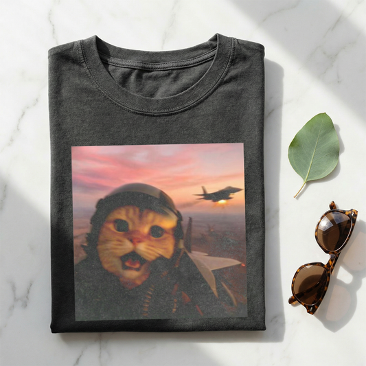 Funny Fighter Pilot Cat S T-shirt