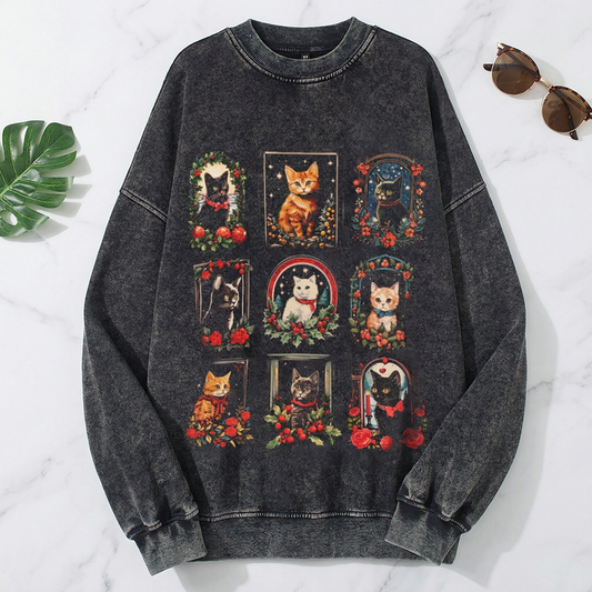 Vintage Christmas Cat Sweatshirt
