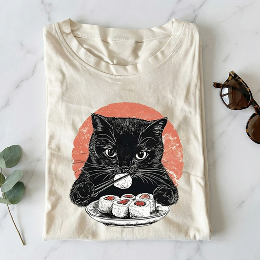 Cat Eating Delicious Sushi T-shirt