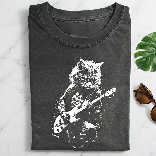 Funny Cat Playing Guitar T-shirt
