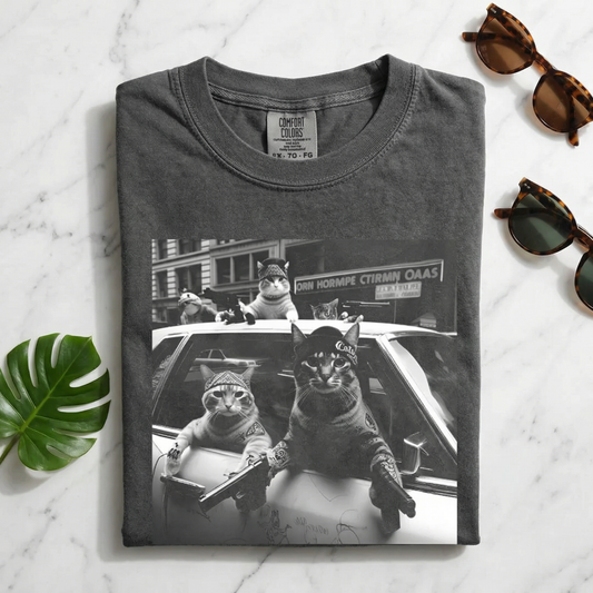 Funny Cat Gang Vintage T-shirt