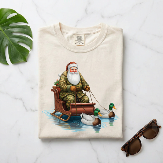 Funny Duck Hunting Santa T-Shirt