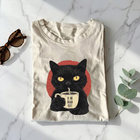 Is He Dead Yet Black Cat T-shirt