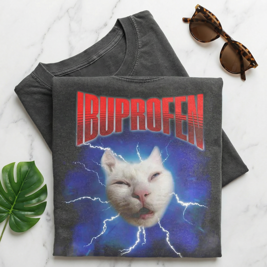 IBUPROFEN Funny Cat Meme Vintage T-shirt
